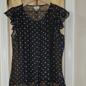 Sheer polka dotted blouse